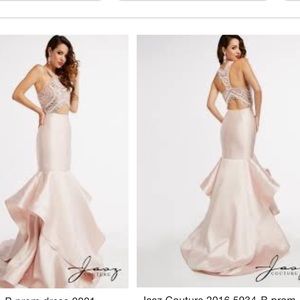 🆕Gorgeous layered pink beaded open back prom gown